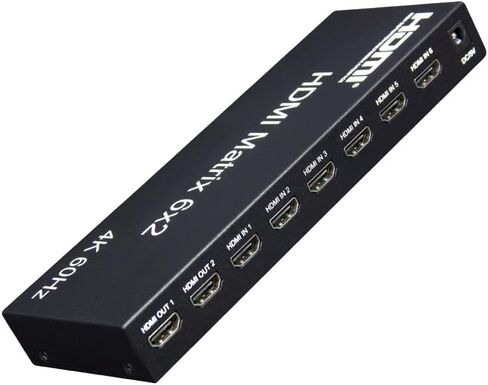 6x2 HDMI 2.0 Matrix Switch Splitter, 6 in 2 Out HDMI Matrix Switcher Selector Supports 4K@60Hz 18Gbps UHD HDR HDCP 2.2, with Remote Control & Optical SPDIF 3.5mm Audio Extractor, EDID Management in Kuwait