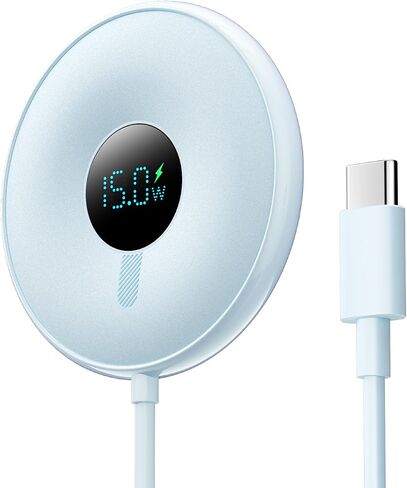 15W Magnetic Wireless Charger with LED Power Display, Magnetic Charger, for iPhone 15/14/13/12 Series, Samsung, Airpods 2/3/pro/pro 2(Adapter Not Included) (Black) in Saudi Arabia
