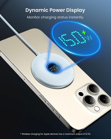 15W Magnetic Wireless Charger with LED Power Display, Magnetic Charger, for iPhone 15/14/13/12 Series, Samsung, Airpods 2/3/pro/pro 2(Adapter Not Included) (Black) in Saudi Arabia