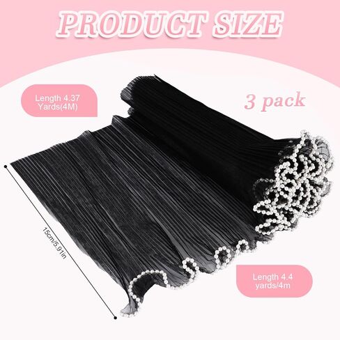 3 Pack Pearl Edge Bouquet Packaging Paper, Korean Flower Wrapping Mesh Paper Floral Net Yarn Wrinkle Waves Paper for Mother's Day Wedding Anniversary Birthday Florist Supplies 4.37 Yards (Pink) in Kuwait