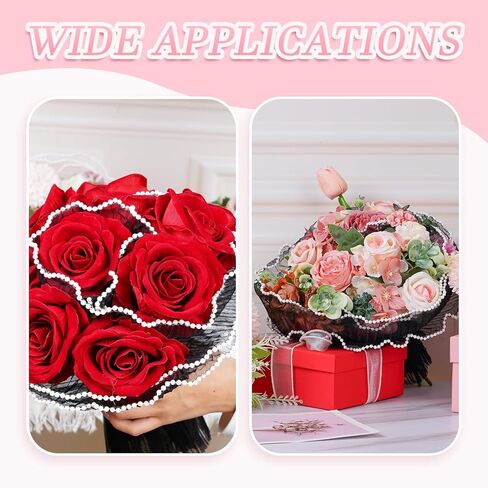 3 Pack Pearl Edge Bouquet Packaging Paper, Korean Flower Wrapping Mesh Paper Floral Net Yarn Wrinkle Waves Paper for Mother's Day Wedding Anniversary Birthday Florist Supplies 4.37 Yards (Pink) in Kuwait