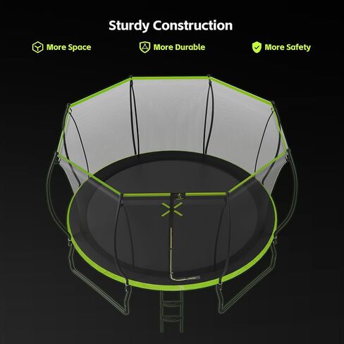 UBGO 15FT Trampoline,Outdoor Trampoline with Enclosure Net,Round Trampoline with Ladder&Basketball Hoop,Outdoor Backyard Trampoline for Kids Family Happy Time-Green in Saudi Arabia