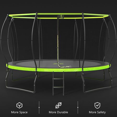 UBGO 15FT Trampoline,Outdoor Trampoline with Enclosure Net,Round Trampoline with Ladder&Basketball Hoop,Outdoor Backyard Trampoline for Kids Family Happy Time-Green in Saudi Arabia
