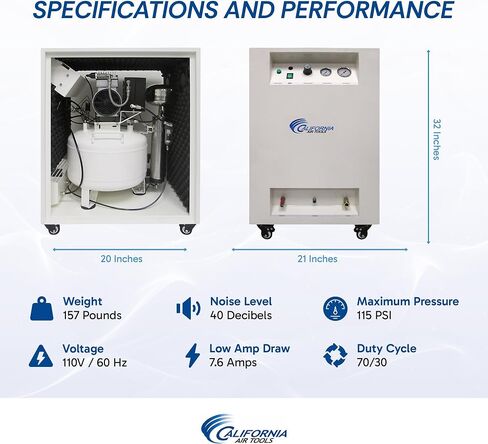California Air Tools 8010SPC 1.0 HP Ultra Quiet and Oil-Free Air Compressor in Sound Proof Cabinet with Wheels, 8 Gallon Steel Tank, 40 dBA Noise Level in Saudi Arabia