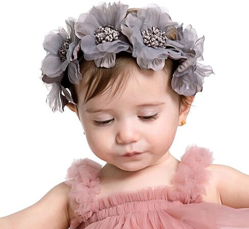 عصابة رأس على شكل زهرة للفتيات الصغيرات بشريط ناعم وغطاء رأس للأطفال وحفلات الزفاف وحفلات الزفاف وإكسسوارات رأس الفتيات (وردي، حجم قياسي) in Kuwait