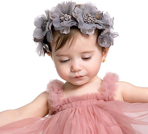 عصابة رأس على شكل زهرة للفتيات الصغيرات بشريط ناعم وغطاء رأس للأطفال وحفلات الزفاف وحفلات الزفاف وإكسسوارات رأس الفتيات (وردي، حجم قياسي) in Kuwait