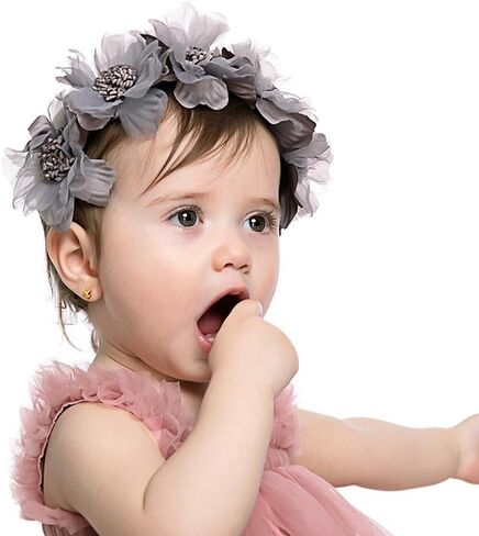 عصابة رأس على شكل زهرة للفتيات الصغيرات بشريط ناعم وغطاء رأس للأطفال وحفلات الزفاف وحفلات الزفاف وإكسسوارات رأس الفتيات (وردي، حجم قياسي) in Kuwait