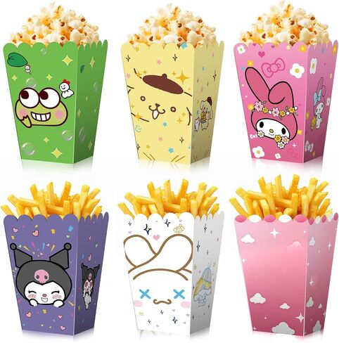 Kitty Party Popcorn Boxes/Bucket - 24 PCS Popcorn Bags for Party Cool Popcorn Bowl kitty and friends Party Favors-Popcorn Containers Popcorn Boxes for Kids Birthday Decorations- 6 Pattern in Saudi Arabia
