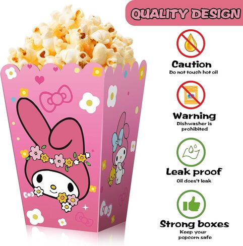 Kitty Party Popcorn Boxes/Bucket - 24 PCS Popcorn Bags for Party Cool Popcorn Bowl kitty and friends Party Favors-Popcorn Containers Popcorn Boxes for Kids Birthday Decorations- 6 Pattern in Saudi Arabia