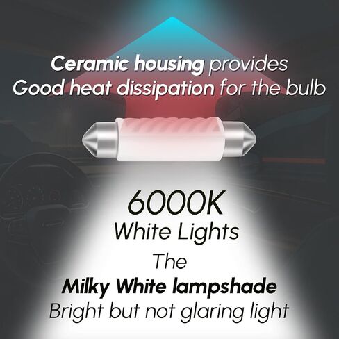 6461 DE3425 DE3423 39 مم 1.53 بوصة مصابيح إضاءة داخلية LED اكليل 6000K زينون أبيض، رقائق 3SMD فائقة السطوع لباب خريطة القبة وأضواء لوحة الترخيص (حزمة من 4) in Kuwait
