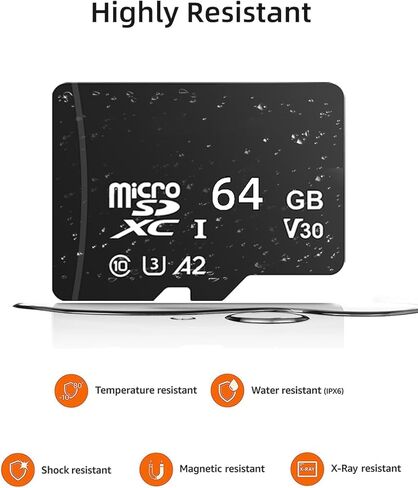 بطاقة ذاكرة microSDXC UHS-I سعة 64 جيجابايت - سرعة قراءة تصل إلى 80 ميجابايت/ثانية، بطاقة تخزين خارجية TF للهواتف الذكية in Kuwait