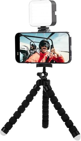 Start-Up Beginner Vlogging Kit with 6" Flexible Tripod, 36 LED Studio Light & Smartphone Holder Tripod Adapter Mount for Amateur Vlogging, YouTube, Tiktok and Instagram Live Stream Kit in Kuwait