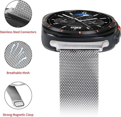 Compatible With Samsung Galaxy Watch Ultra 47MM (2024) Bands For Women Men Magnetic Stainless Steel Straps. in Saudi Arabia