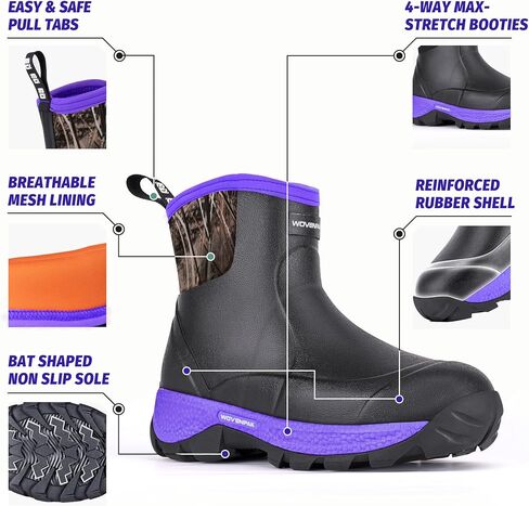 WOVENPAK Ankle Boots for Women, Rubber Rain Boots Waterproof Women, Ankle Garden Mud Boots Shoes, Rubber Boots for Women Insulated Lightweight Short Boots for Outdoor, Garden, Yard Work, Size 6-11 in Kuwait