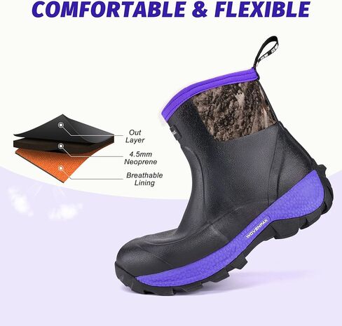 WOVENPAK Ankle Boots for Women, Rubber Rain Boots Waterproof Women, Ankle Garden Mud Boots Shoes, Rubber Boots for Women Insulated Lightweight Short Boots for Outdoor, Garden, Yard Work, Size 6-11 in Kuwait
