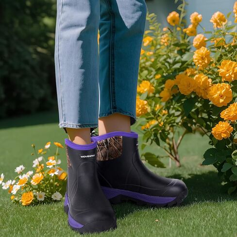 WOVENPAK Ankle Boots for Women, Rubber Rain Boots Waterproof Women, Ankle Garden Mud Boots Shoes, Rubber Boots for Women Insulated Lightweight Short Boots for Outdoor, Garden, Yard Work, Size 6-11 in Kuwait