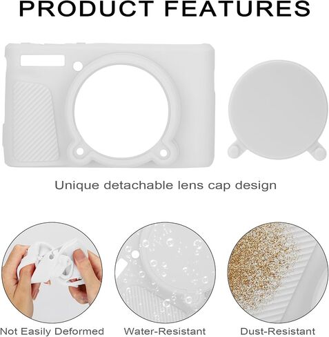 Case for Canon PowerShot SX740 HS Camera,2 Tempered Glass Screen Protectors,1 CameraWrist Strap, Soft Silicone Protective caseskin,Detachable Lens Cap,Slim Fit for SX740 HS SX730-Off White in Saudi Arabia