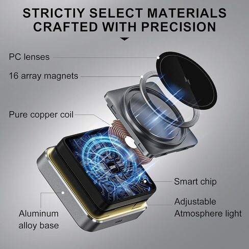 Portable Foldable 3-in-1 Magnetic Wireless Charging Station,Charging Stand,Compact 3 in 1 Charger for Travel,15W for iPhone 12-15 Series, 5W for Apple Watches,AirPods(Adapter Included)(Black) in Saudi Arabia