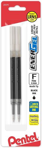 Pentel® EnerGel® Liquid Gel Pen Refills, Needle Point, 0.7 mm, Black Ink, Pack of 2 in Kuwait