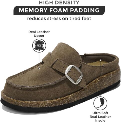 Project Cloud Genuine Leather Moccasin-Style Clogs for Women - Memory Foam and Water Resistant Mules Slip-on - Non-Slip and Durable Clogs Casual Shoes for Women Footwear (Carline) in Kuwait