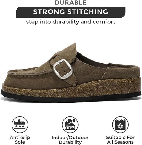 Project Cloud Genuine Leather Moccasin-Style Clogs for Women - Memory Foam and Water Resistant Mules Slip-on - Non-Slip and Durable Clogs Casual Shoes for Women Footwear (Carline) in Kuwait