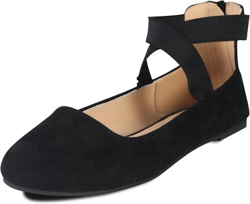Women's Flats Comfortable Fashion Shoes for Women with Elastic Ankle Straps Dressy Ballerina Style Closed Toe Sandals for Women Casual Ballet Flat in Saudi Arabia