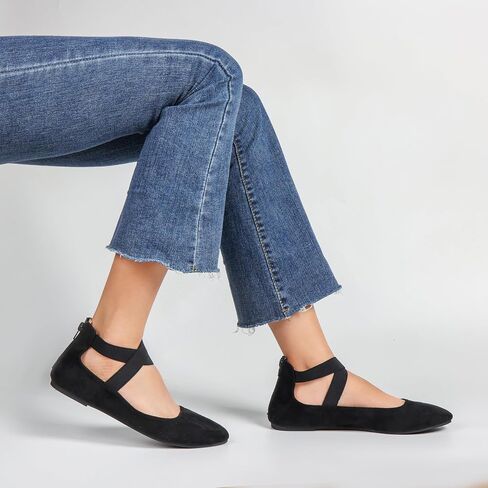 Women's Flats Comfortable Fashion Shoes for Women with Elastic Ankle Straps Dressy Ballerina Style Closed Toe Sandals for Women Casual Ballet Flat in Saudi Arabia