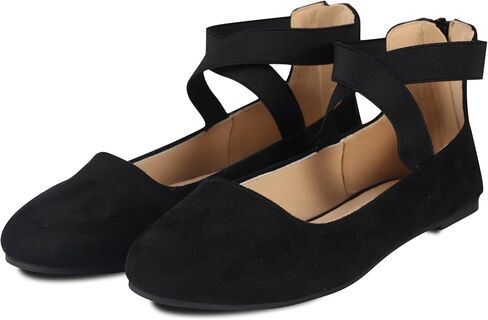 Women's Flats Comfortable Fashion Shoes for Women with Elastic Ankle Straps Dressy Ballerina Style Closed Toe Sandals for Women Casual Ballet Flat in Saudi Arabia