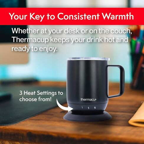 Self-Heating Temperature Controlled Coffee Mug with Lid, Led Electric Smart Cup, 3 Custom Heat Settings, Auto/Off Feature, Keeps Liquids Warm, Sip Smarter (Ocean Blue – 10 oz). in Saudi Arabia