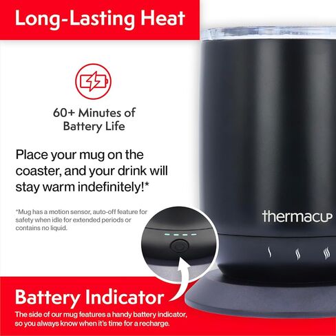 Self-Heating Temperature Controlled Coffee Mug with Lid, Led Electric Smart Cup, 3 Custom Heat Settings, Auto/Off Feature, Keeps Liquids Warm, Sip Smarter (Ocean Blue – 10 oz). in Saudi Arabia