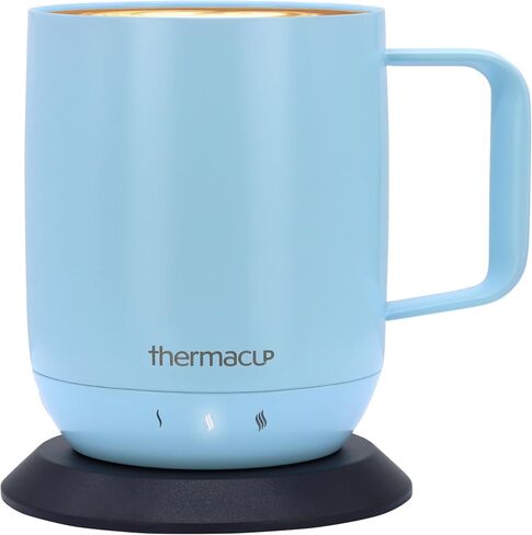 Self-Heating Temperature Controlled Coffee Mug with Lid, Led Electric Smart Cup, 3 Custom Heat Settings, Auto/Off Feature, Keeps Liquids Warm, Sip Smarter (Ocean Blue – 10 oz). in Saudi Arabia
