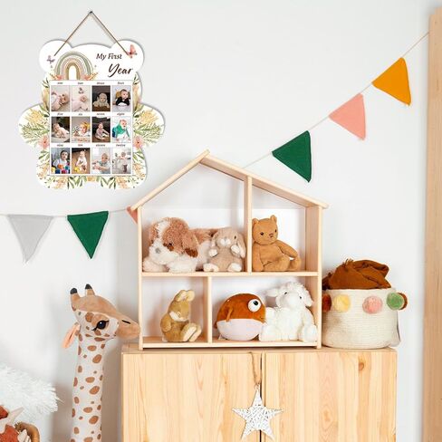 إطار صورة للسنة الأولى للطفل، إطار صورة لعرض صور السنة الأولى، تذكار للأطفال مزين بزهور قوس قزح، مناسب لحفلات استقبال الأطفال الأولاد والبنات، يناسب مقاس 1.5 * 2.1 بوصة in Kuwait