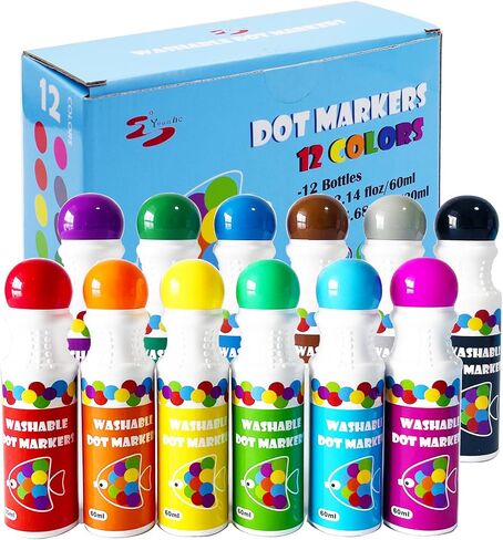 Yuanhe Dot Markers Bingo Daubers - 6 ألوان نقاط طلاء قابلة للغسل للأطفال الصغار وإمدادات فنية للأطفال in Kuwait
