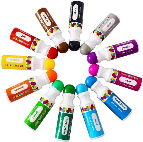 Yuanhe Dot Markers Bingo Daubers - 6 ألوان نقاط طلاء قابلة للغسل للأطفال الصغار وإمدادات فنية للأطفال in Kuwait