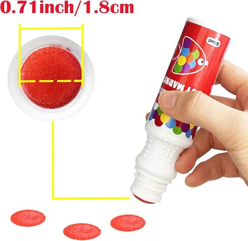 Yuanhe Dot Markers Bingo Daubers - 6 ألوان نقاط طلاء قابلة للغسل للأطفال الصغار وإمدادات فنية للأطفال in Kuwait
