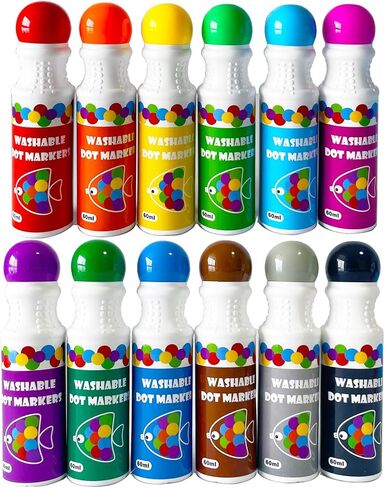 Yuanhe Dot Markers Bingo Daubers - 6 ألوان نقاط طلاء قابلة للغسل للأطفال الصغار وإمدادات فنية للأطفال in Kuwait