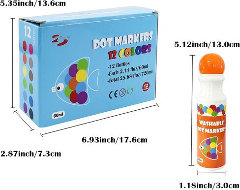 Yuanhe Dot Markers Bingo Daubers - 6 ألوان نقاط طلاء قابلة للغسل للأطفال الصغار وإمدادات فنية للأطفال in Kuwait