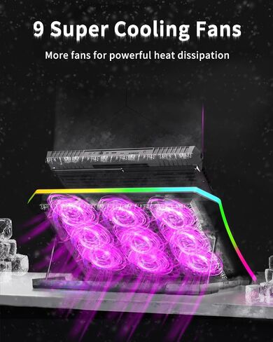 KeiBn Gaming Laptop Cooling Pad, Laptop Cooling Stand with 5.5inch External Cooling Fan, Rapid Cooling Laptop 15.6-19.3inch, Infinitely Variable Speed, 8 Height Stands, 4 USB Ports in Saudi Arabia