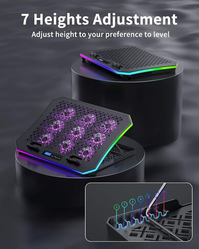KeiBn Gaming Laptop Cooling Pad, Laptop Cooling Stand with 5.5inch External Cooling Fan, Rapid Cooling Laptop 15.6-19.3inch, Infinitely Variable Speed, 8 Height Stands, 4 USB Ports in Saudi Arabia