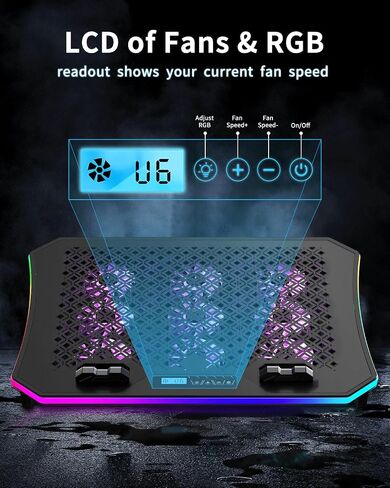 KeiBn Gaming Laptop Cooling Pad, Laptop Cooling Stand with 5.5inch External Cooling Fan, Rapid Cooling Laptop 15.6-19.3inch, Infinitely Variable Speed, 8 Height Stands, 4 USB Ports in Saudi Arabia