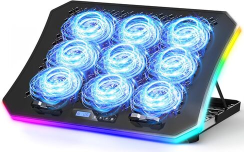 KeiBn Gaming Laptop Cooling Pad, Laptop Cooling Stand with 5.5inch External Cooling Fan, Rapid Cooling Laptop 15.6-19.3inch, Infinitely Variable Speed, 8 Height Stands, 4 USB Ports in Saudi Arabia