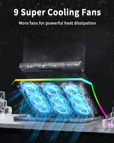 KeiBn Gaming Laptop Cooling Pad, Laptop Cooling Stand with 5.5inch External Cooling Fan, Rapid Cooling Laptop 15.6-19.3inch, Infinitely Variable Speed, 8 Height Stands, 4 USB Ports in Saudi Arabia