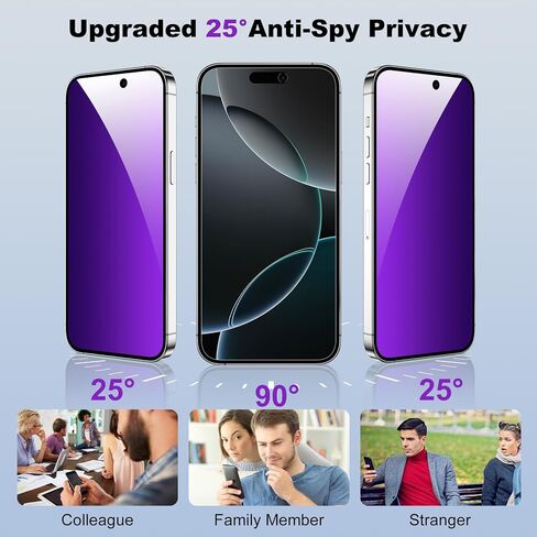 واقي شاشة للخصوصية لهاتف iPhone 13 Pro Max، مكون من قطعتين من الزجاج المقوى المقاوم للتجسس والضوء الأزرق لهاتف iPhone 14 Plus مقاس 6.7 بوصات، وحساسية اللمس وخالية من الفقاعات، أرجواني أنيق in Saudi Arabia