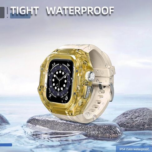 حافظة مقاومة للماء لساعة Apple Watch Ultra 2/Ultra 1 49 ملم مع واقي شاشة، IP54 مقاومة للماء والصدمات والغبار، حافظة حماية عسكرية متينة من مطاط السيليكون لكامل الجسم لساعة iWatch 49 ملم in Saudi Arabia