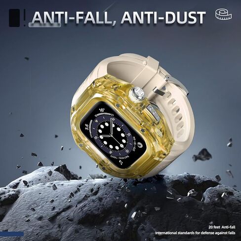 حافظة مقاومة للماء لساعة Apple Watch Ultra 2/Ultra 1 49 ملم مع واقي شاشة، IP54 مقاومة للماء والصدمات والغبار، حافظة حماية عسكرية متينة من مطاط السيليكون لكامل الجسم لساعة iWatch 49 ملم in Saudi Arabia
