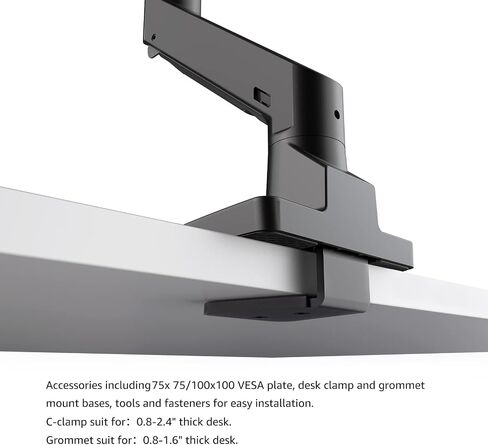 Heavy Duty Aluminum Single Gas Spring Monitor Arm Suit for Flat/Ultrawide/Cruved Monitor 34-49 inch and New 57 inches Screen Weight Capacity up to 44lbs，Black in Saudi Arabia