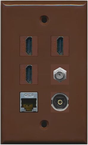 RiteAV - 3 HDMI 1 Port Coax Cable TV- F-Type Shielded Cat6 Ethernet Toslink Wall Plate - White in Saudi Arabia