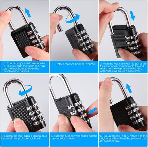 قفل مجموعة مكون من 4 قطع، قفل مجموعة مكون من 4 أرقام، قفل مقاوم للماء في الهواء الطلق لخزانة صالة الألعاب الرياضية المدرسية، أقفال مع رمز، أقفال الأمتعة (أسود أحمر فضي أزرق) in Kuwait