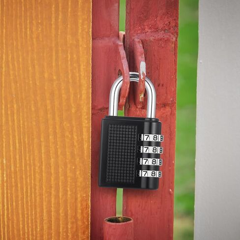 قفل مجموعة مكون من 4 قطع، قفل مجموعة مكون من 4 أرقام، قفل مقاوم للماء في الهواء الطلق لخزانة صالة الألعاب الرياضية المدرسية، أقفال مع رمز، أقفال الأمتعة (أسود أحمر فضي أزرق) in Kuwait