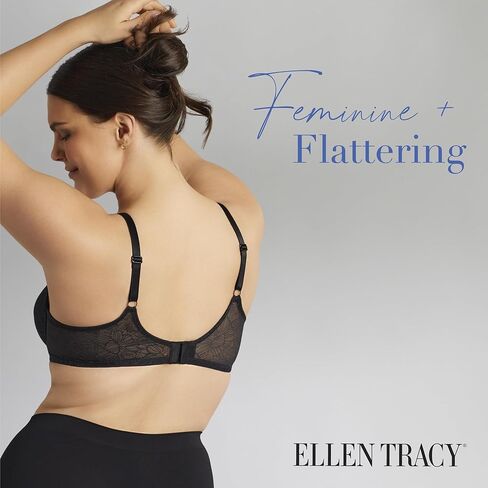 ELLEN TRACY حمالة صدر تي شيرت للاستخدام اليومي مع سلك داخلي - راحة ناعمة وجاكار زهري - عبوة متعددة من قطعتين in Kuwait